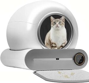 RETRIN Arenero Autolimpiable para Gatos Robot Automático De Limpieza De Arena para Gato Cat Litter Box Inodoro Gatos con Bolsas De Basura/Alfombrillas,Control De App/Secure