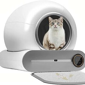 RETRIN Arenero Autolimpiable para Gatos Robot Automático De Limpieza De Arena para Gato Cat Litter Box Inodoro Gatos con Bolsas De Basura/Alfombrillas,Control De App/Secure