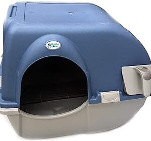 Omega Paw Roll n' Clean - Gatera para gatos (autolimpiable, semiautomática, tamaño pequeño) - M - 41,91cm x 47cm x 43,18cm - color Azul