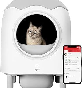 HHOlove Arenero Gatos Autolimpiable, Caja de Arena para Gatos Inteligente, Eliminación de Olores, Capacidad MAX 56L para Múltiples Gatos, Control de App, Alertas Inteligentes, Conecta a WiFi 2.4GHz