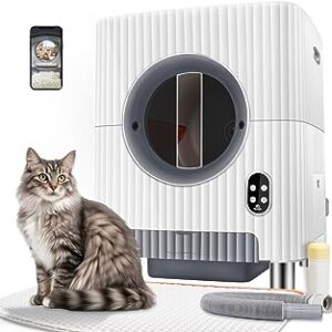 Charmkit Arenero Gatos Autolimpiable, Arenero Gato Higiénica Automática Caja De Arena Para Gatos Inteligente Grande Para Varios Gatos con Video Monitor/Control App/Anti-Pellizcos/Eliminación de Olores