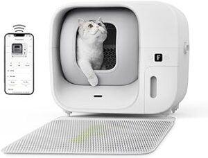 FURBULOUS Arenero Gatos Gutolimpiable, 60L Arenero Gatos Cubierto APP Control, Embalaje y Sellado Automático Arenero Autolimpiable para Gatos con Almohadilla de Arena para Gatos, Eliminación de Olores