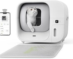 FURBULOUS Arenero Gatos Gutolimpiable, 60L Arenero Gatos Cubierto APP Control, Embalaje y Sellado Automático Arenero Autolimpiable para Gatos con Almohadilla de Arena para Gatos, Eliminación de Olores