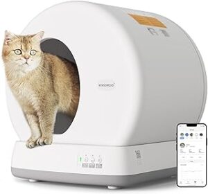 Arenero Gatos Autolimpiable, Caja de Arena Automática Integrada Segura para Varios Gatos, 57,6L Inodoro para Gatos/Aislamiento de Olores/Inodoro Inteligente Gatos Controlado por App/con Alfombrilla