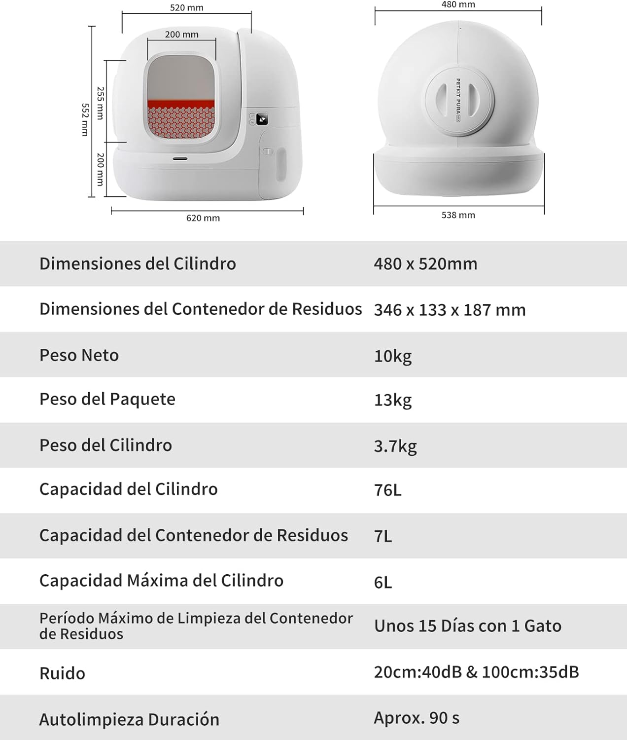 Petkit Pura Max Dimensiones